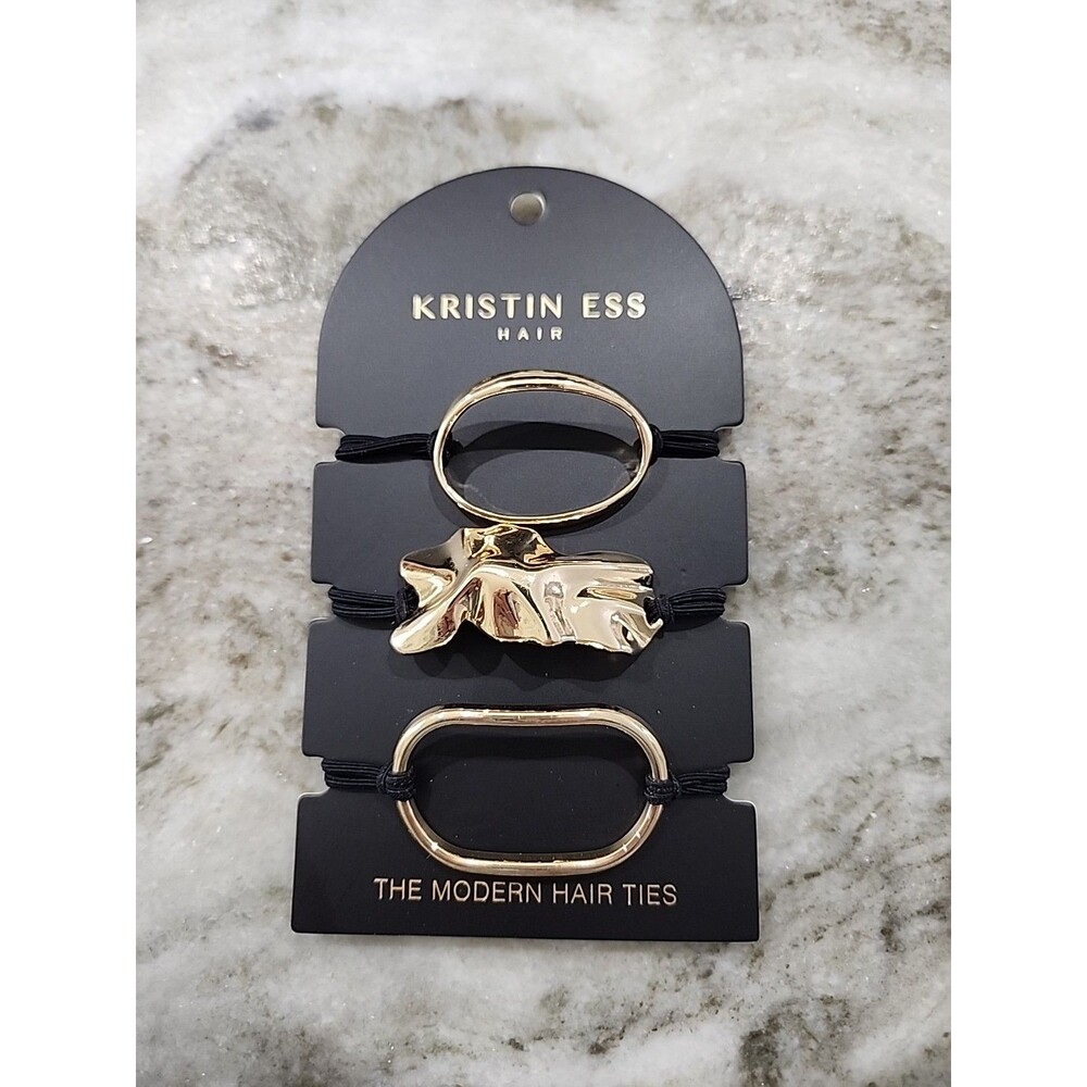 Kristen Ess Modern Hair Ties Set of 3 Piece  Gold NEW